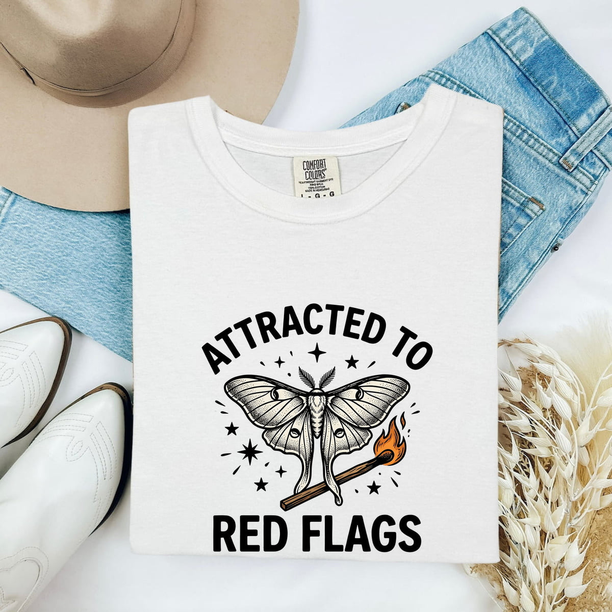Attracted to Red Flags Shirt, Funny Moth Tee, Dating Humor Shirt, Sarcastic Gift