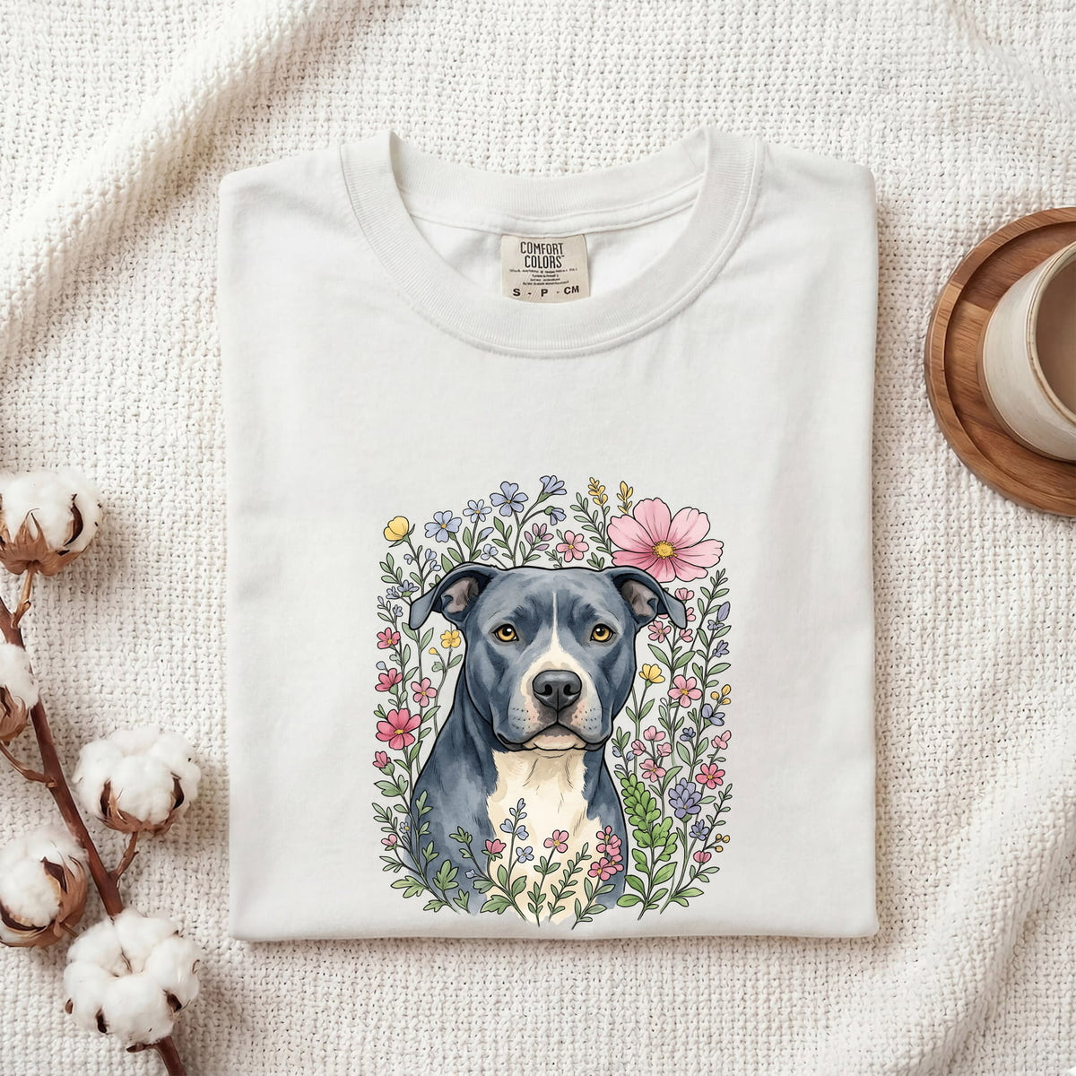 Pit Bull Floral Shirt, Pittie Mom Tee, Watercolor Dog Shirt, Pit Bull Lover Gift