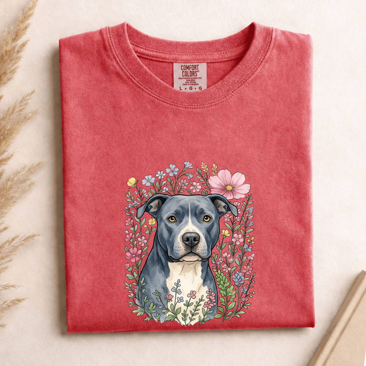 Pit Bull Floral Shirt, Pittie Mom Tee, Watercolor Dog Shirt, Pit Bull Lover Gift