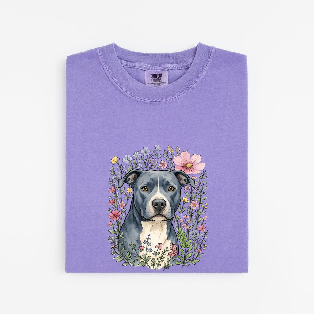 Pit Bull Floral Shirt, Pittie Mom Tee, Watercolor Dog Shirt, Pit Bull Lover Gift