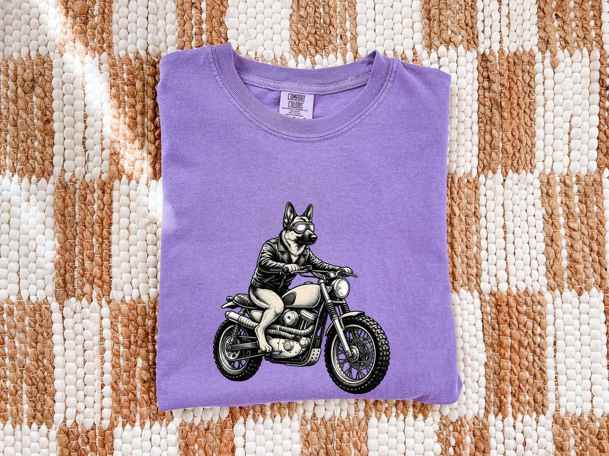 German Shepherd Motorcycle Shirt, Biker Dog Tee, German Shepherd Gift, Motorcycle Lover Gift