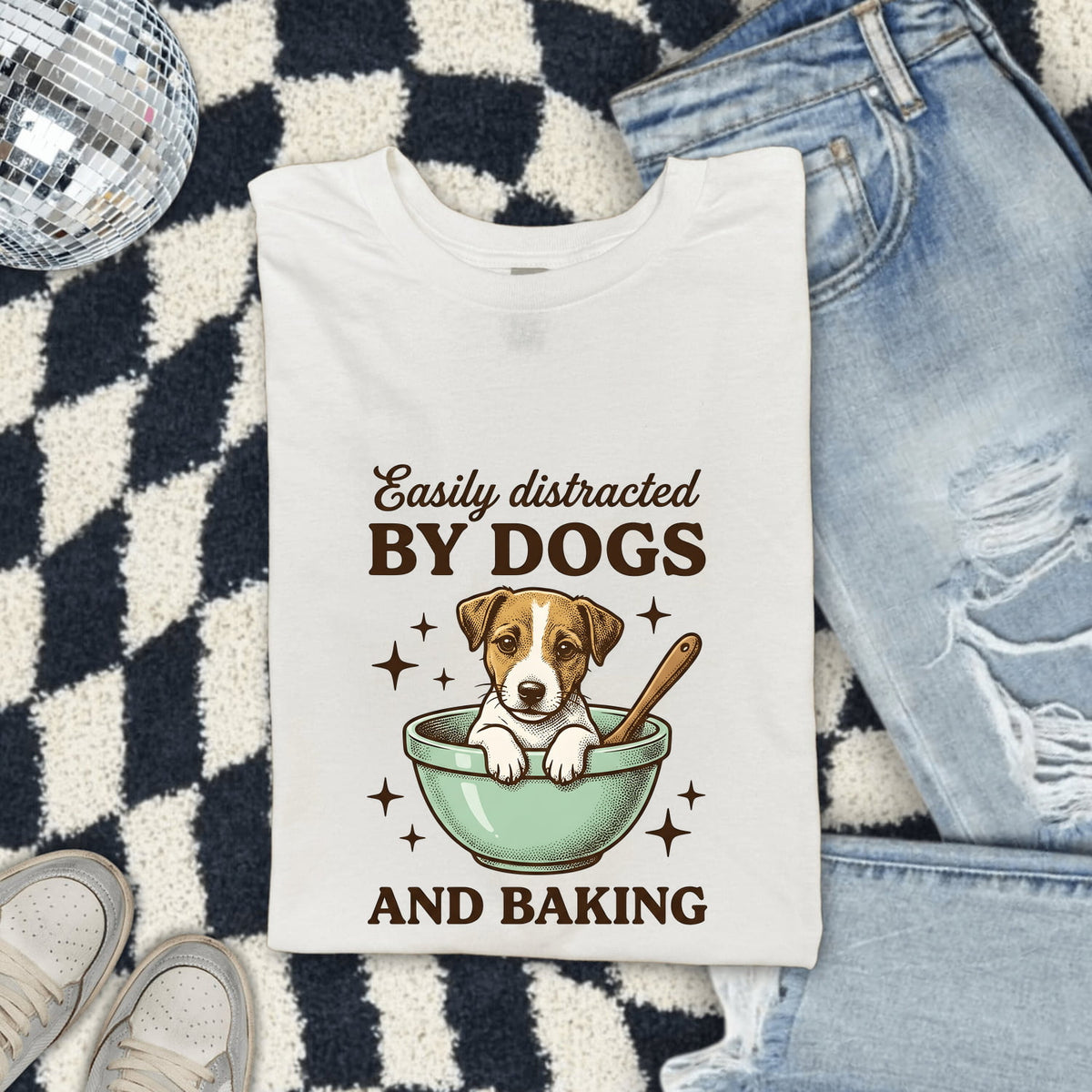 Easily Distracted by Dogs and Baking Shirt, Dog Lover Baker Gift, Funny Tee