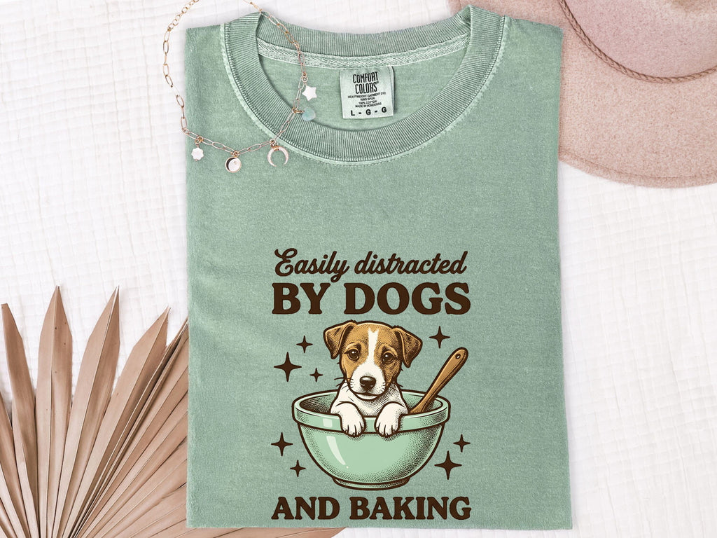 Easily Distracted by Dogs and Baking Shirt, Dog Lover Baker Gift, Funny Tee