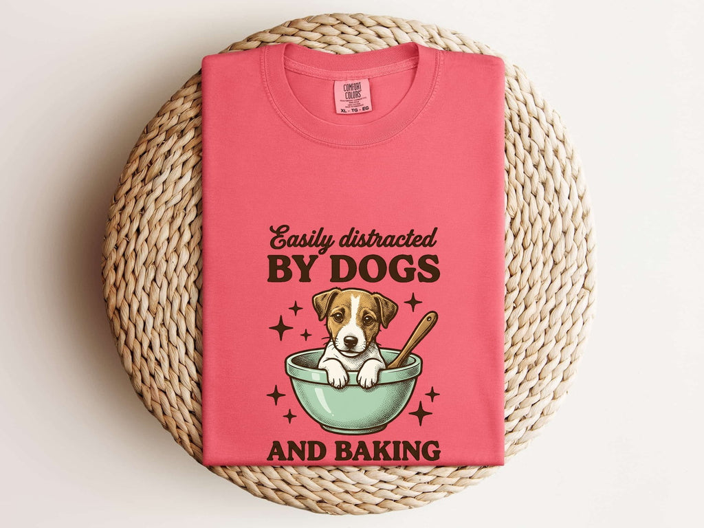 Easily Distracted by Dogs and Baking Shirt, Dog Lover Baker Gift, Funny Tee