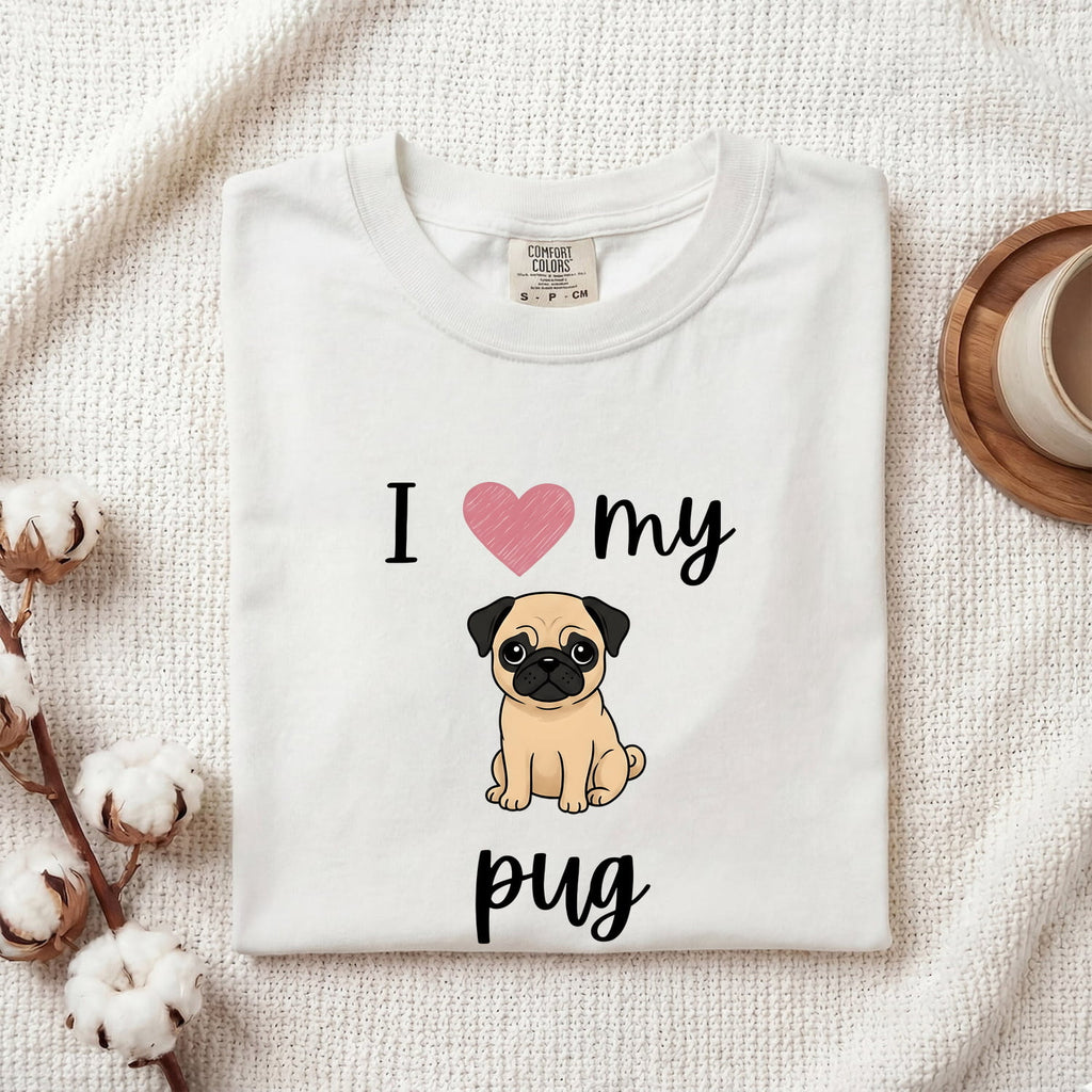 Pug Shirt, I Love My Pug Tee, Pug Mom Shirt, Cute Pug Lover Gift