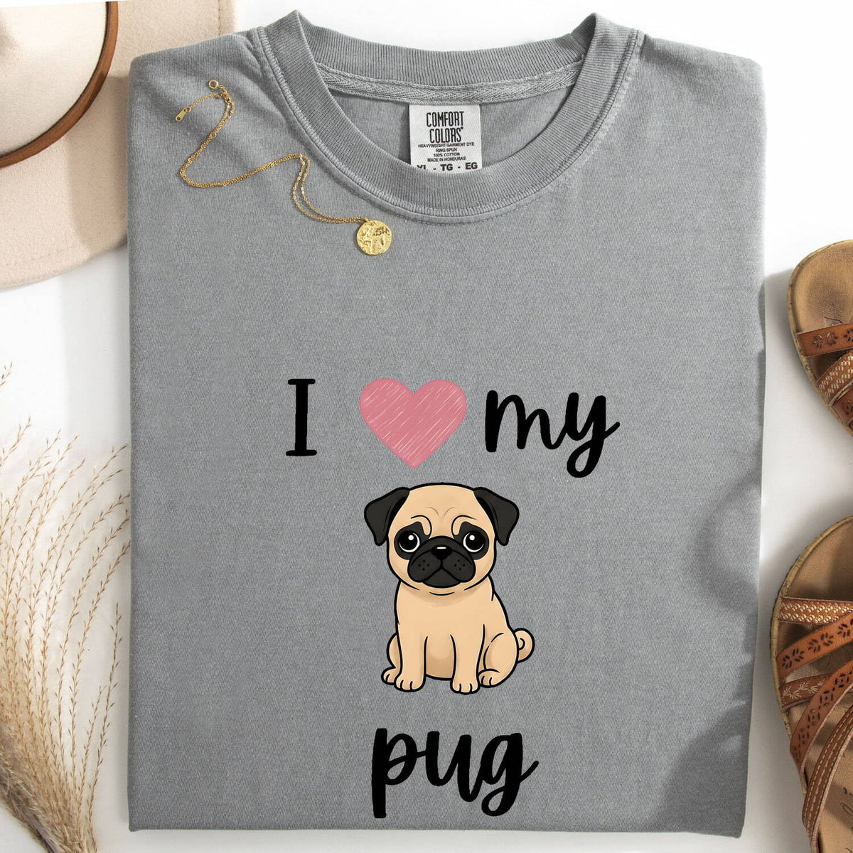Pug Shirt, I Love My Pug Tee, Pug Mom Shirt, Cute Pug Lover Gift