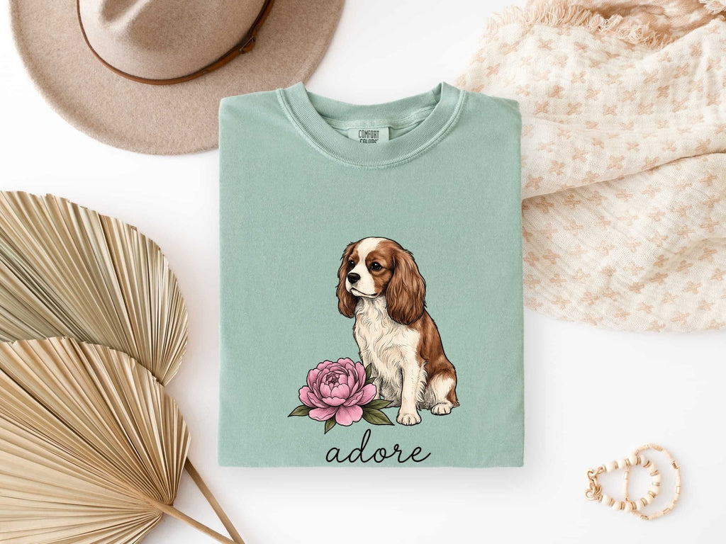 Cavalier King Charles Spaniel Shirt, Floral Dog Tee, Cavalier Mom Gift