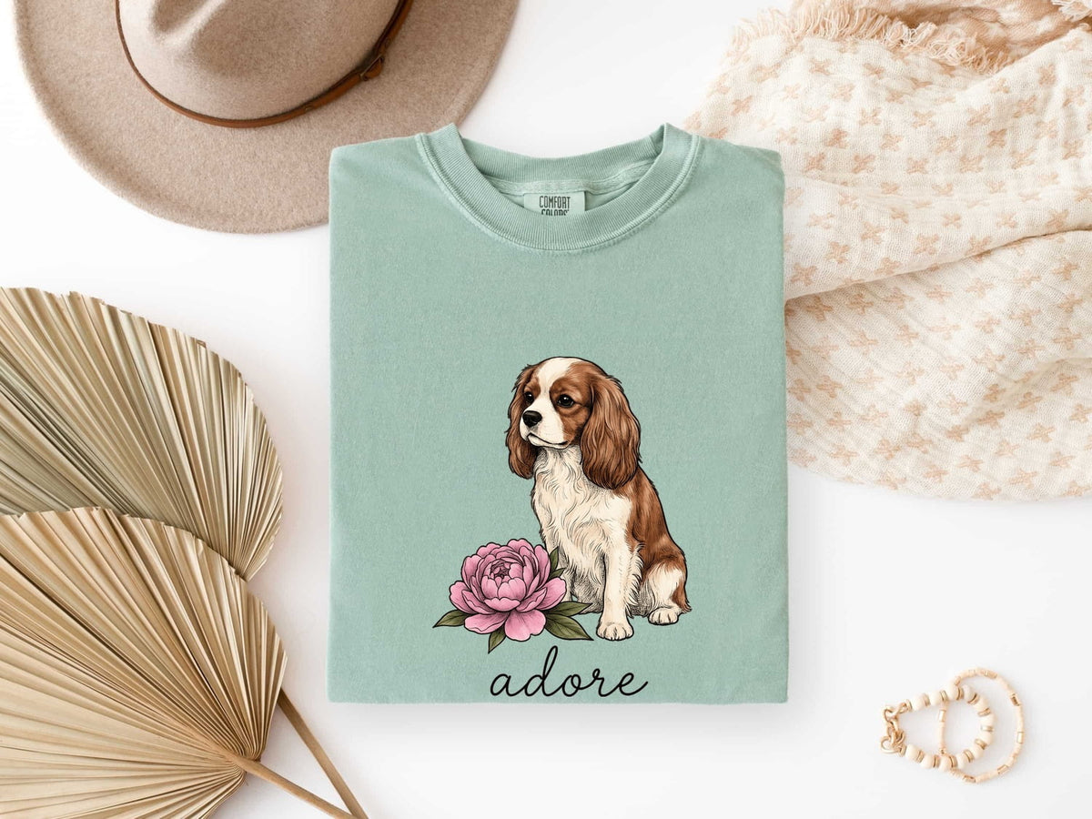 Cavalier King Charles Spaniel Shirt, Floral Dog Tee, Cavalier Mom Gift