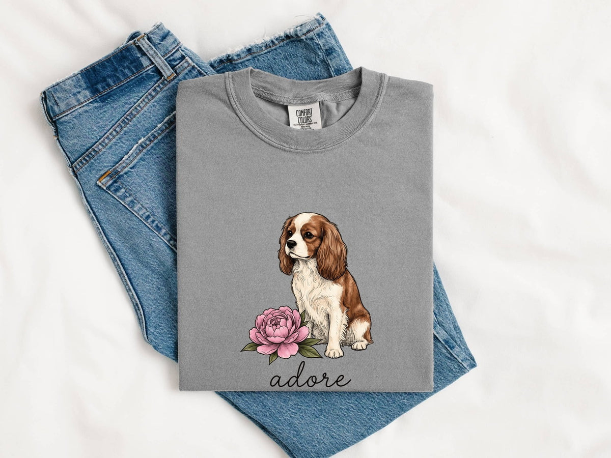 Cavalier King Charles Spaniel Shirt, Floral Dog Tee, Cavalier Mom Gift