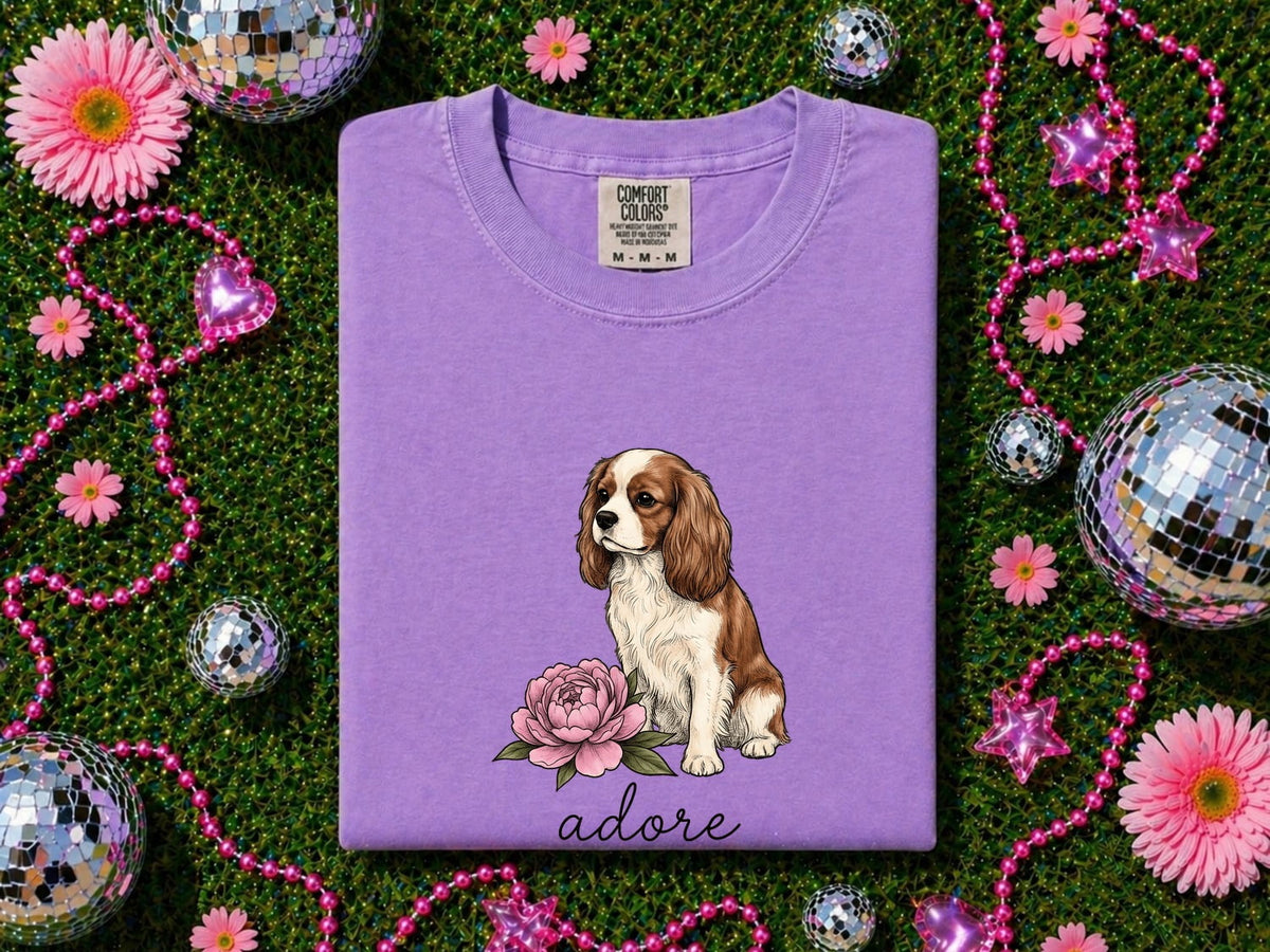 Cavalier King Charles Spaniel Shirt, Floral Dog Tee, Cavalier Mom Gift