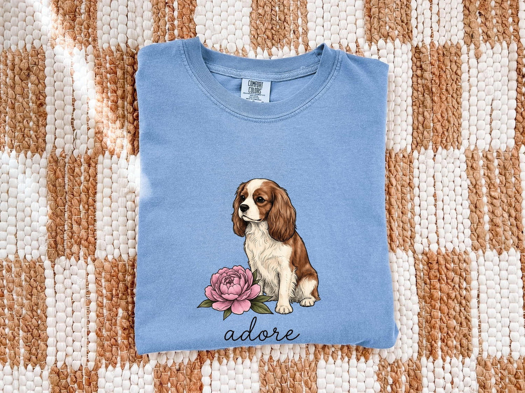 Cavalier King Charles Spaniel Shirt, Floral Dog Tee, Cavalier Mom Gift