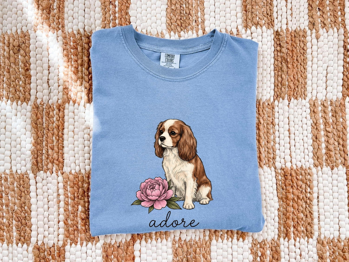 Cavalier King Charles Spaniel Shirt, Floral Dog Tee, Cavalier Mom Gift