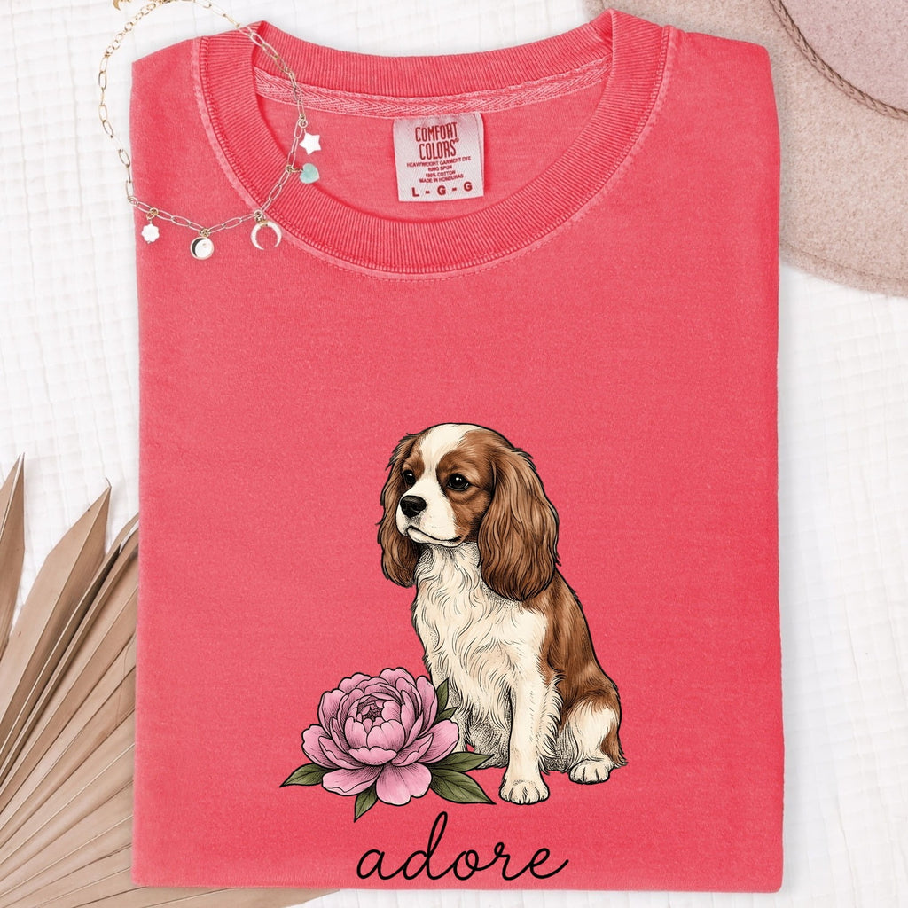 Cavalier King Charles Spaniel Shirt, Floral Dog Tee, Cavalier Mom Gift