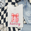 Honey Shirt, Cute Pink Bow Tee, Coquette Graphic Shirt, Girly Gift for Her