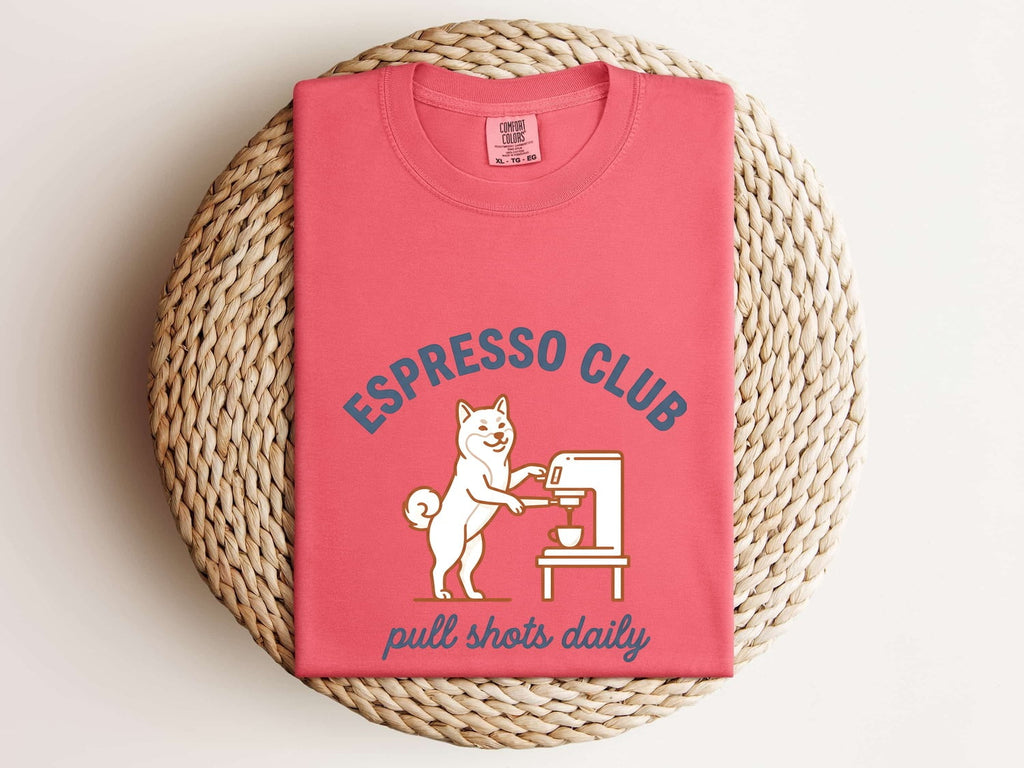 Espresso Club Shirt, Shiba Inu Tee, Funny Coffee Dog Shirt, Coffee Lover Gift