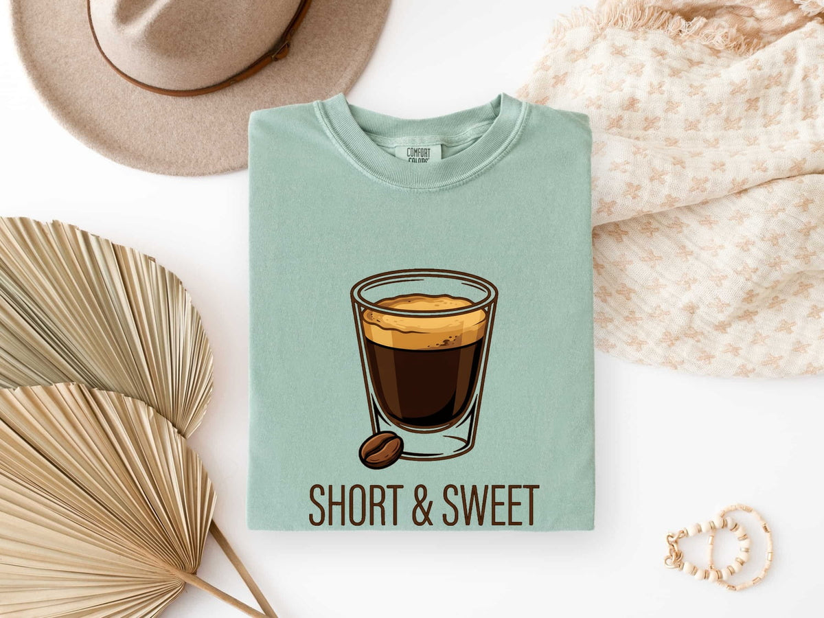 Short and Sweet Shirt, Funny Espresso Tee, Coffee Lover Shirt, Barista Gift, Cute Coffee Graphic Tee