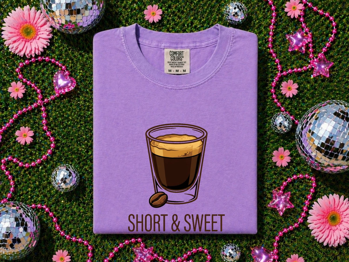 Short and Sweet Shirt, Funny Espresso Tee, Coffee Lover Shirt, Barista Gift, Cute Coffee Graphic Tee