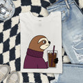 Sloth Coffee Shirt, Funny Coffee Lover Tee, Cute Sloth Graphic Shirt, Iced Coffee Gift for Her