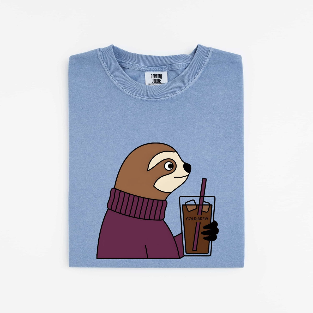 Sloth Coffee Shirt, Funny Coffee Lover Tee, Cute Sloth Graphic Shirt, Iced Coffee Gift for Her