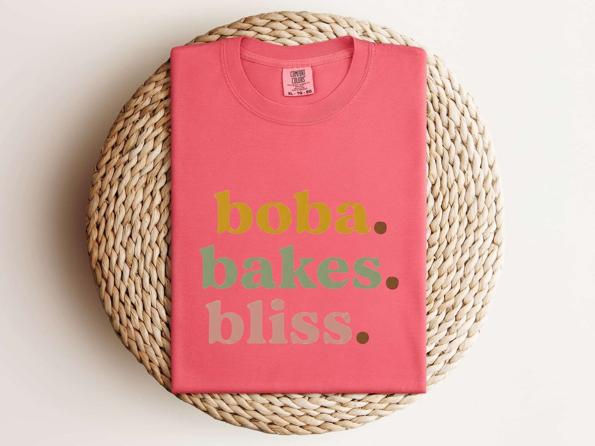 Booba Bakes Bliss Shirt, Funny Retro Graphic Tee, Quirky Typography Shirt, Cute Aesthetic Tee