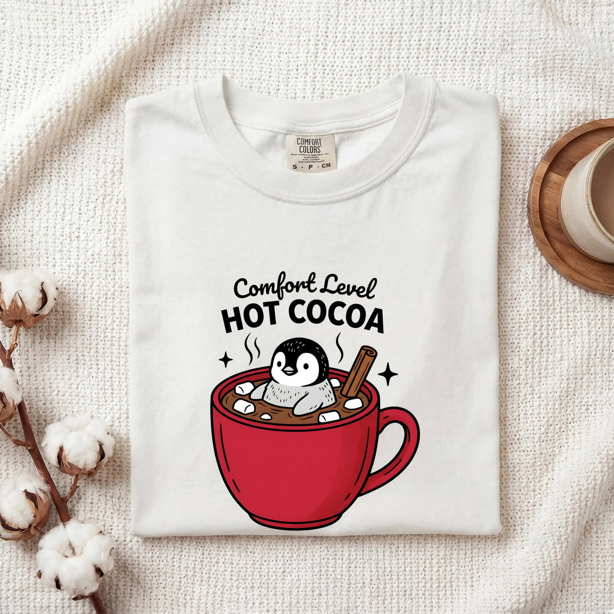 Hot Cocoa Shirt, Cute Penguin Tee, Funny Winter Shirt, Penguin Lover Gift, Cozy Christmas Tee