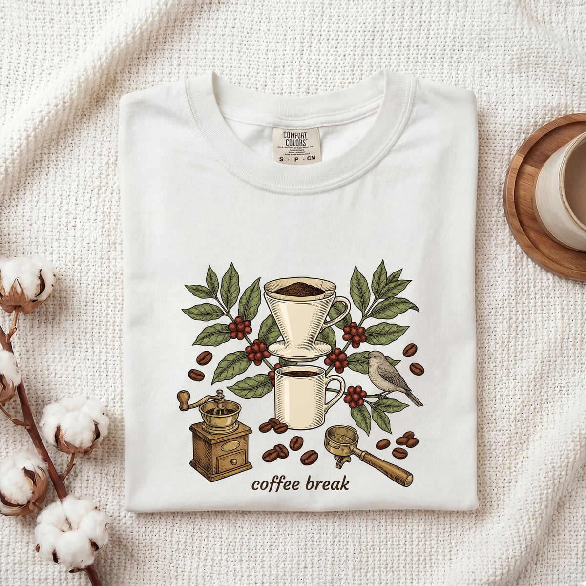 Vintage Coffee Shirt, Botanical Coffee Tee, Coffee Break Shirt, Coffee Lover Gift for Women