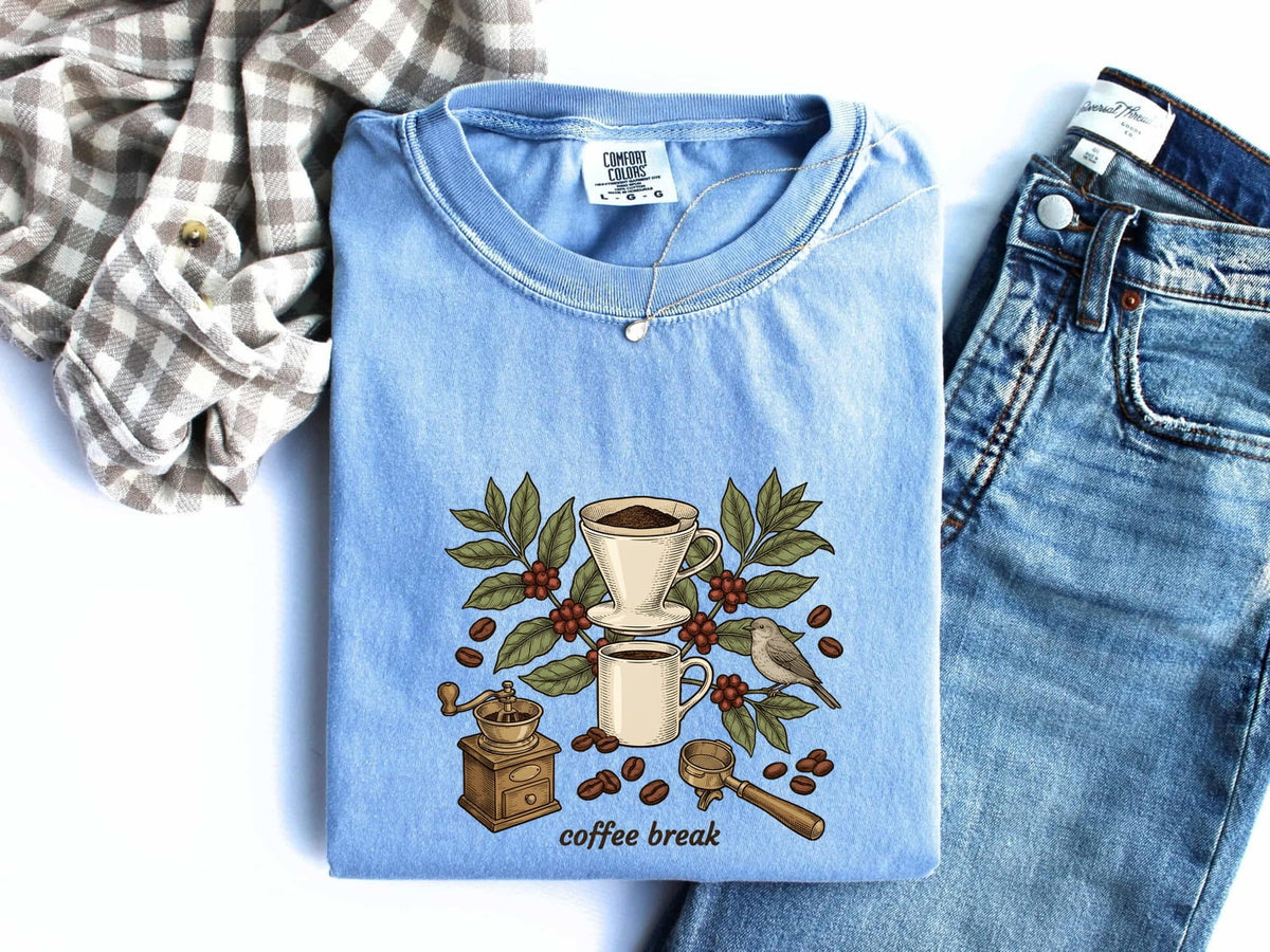 Vintage Coffee Shirt, Botanical Coffee Tee, Coffee Break Shirt, Coffee Lover Gift for Women
