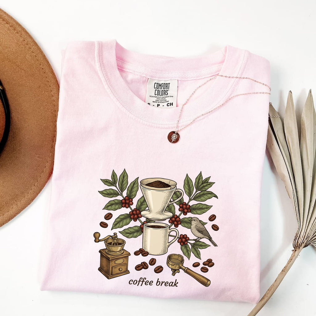 Vintage Coffee Shirt, Botanical Coffee Tee, Coffee Break Shirt, Coffee Lover Gift for Women