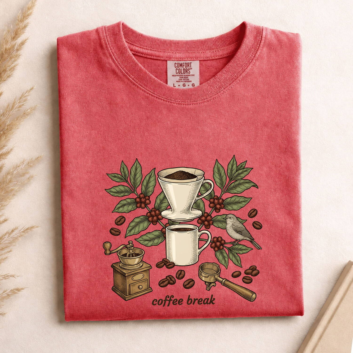Vintage Coffee Shirt, Botanical Coffee Tee, Coffee Break Shirt, Coffee Lover Gift for Women