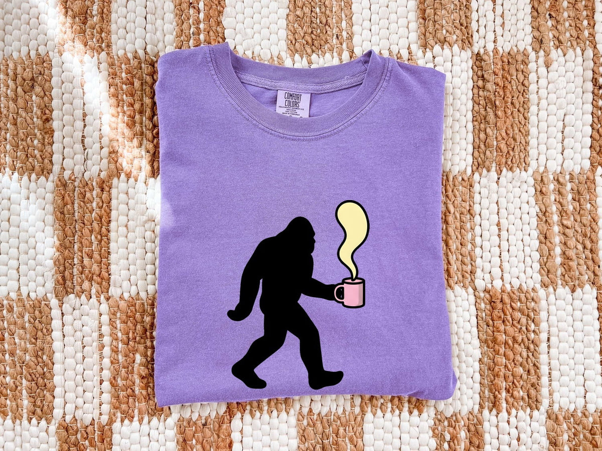 Bigfoot Coffee Shirt, Funny Sasquatch Tee, Coffee Lover Gift, Cryptid Lover Shirt