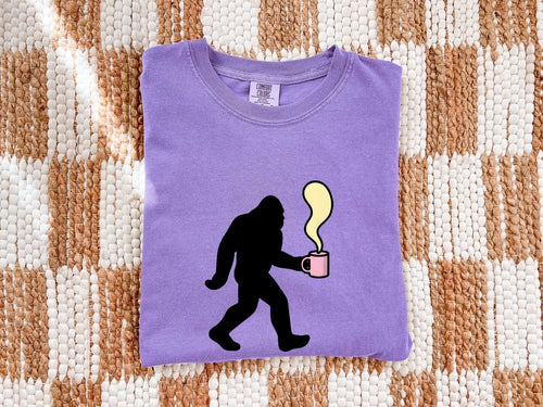 Bigfoot Coffee Shirt, Funny Sasquatch Tee, Coffee Lover Gift, Cryptid Lover Shirt