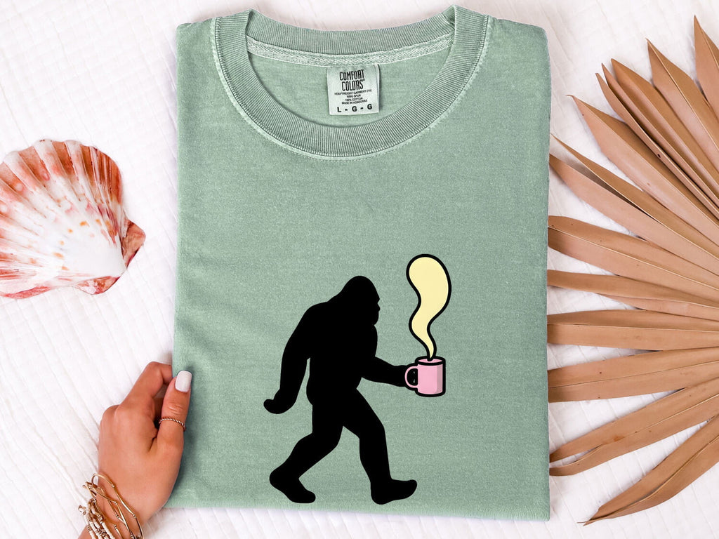 Bigfoot Coffee Shirt, Funny Sasquatch Tee, Coffee Lover Gift, Cryptid Lover Shirt