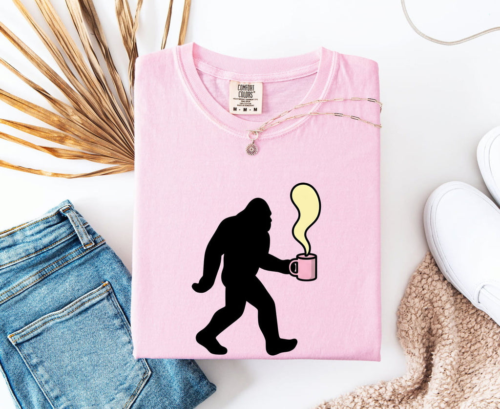 Bigfoot Coffee Shirt, Funny Sasquatch Tee, Coffee Lover Gift, Cryptid Lover Shirt