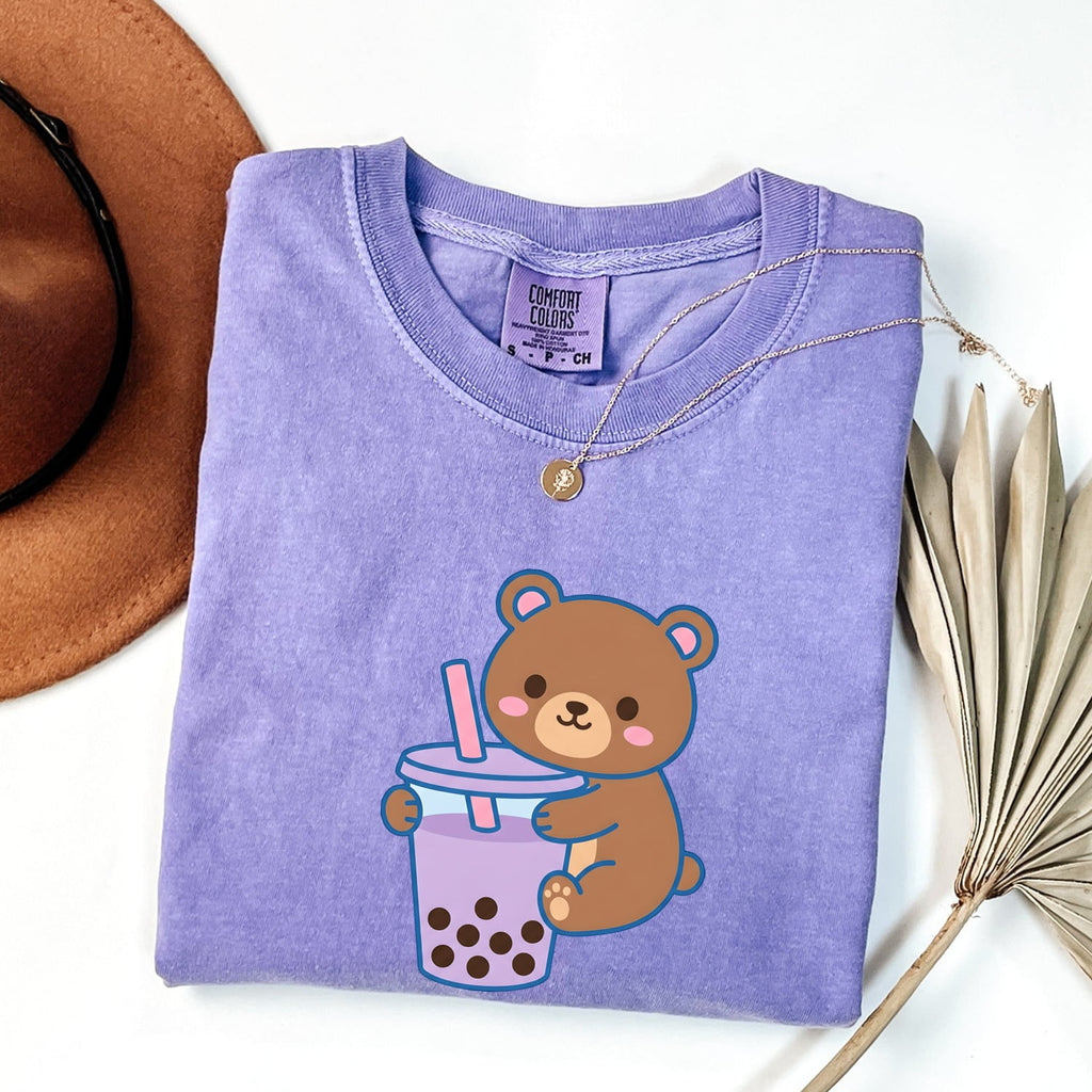 Cute Boba Bear Shirt, Kawaii Bubble Tea Tee, Teddy Bear Shirt, Milk Tea Lover Gift for Women
