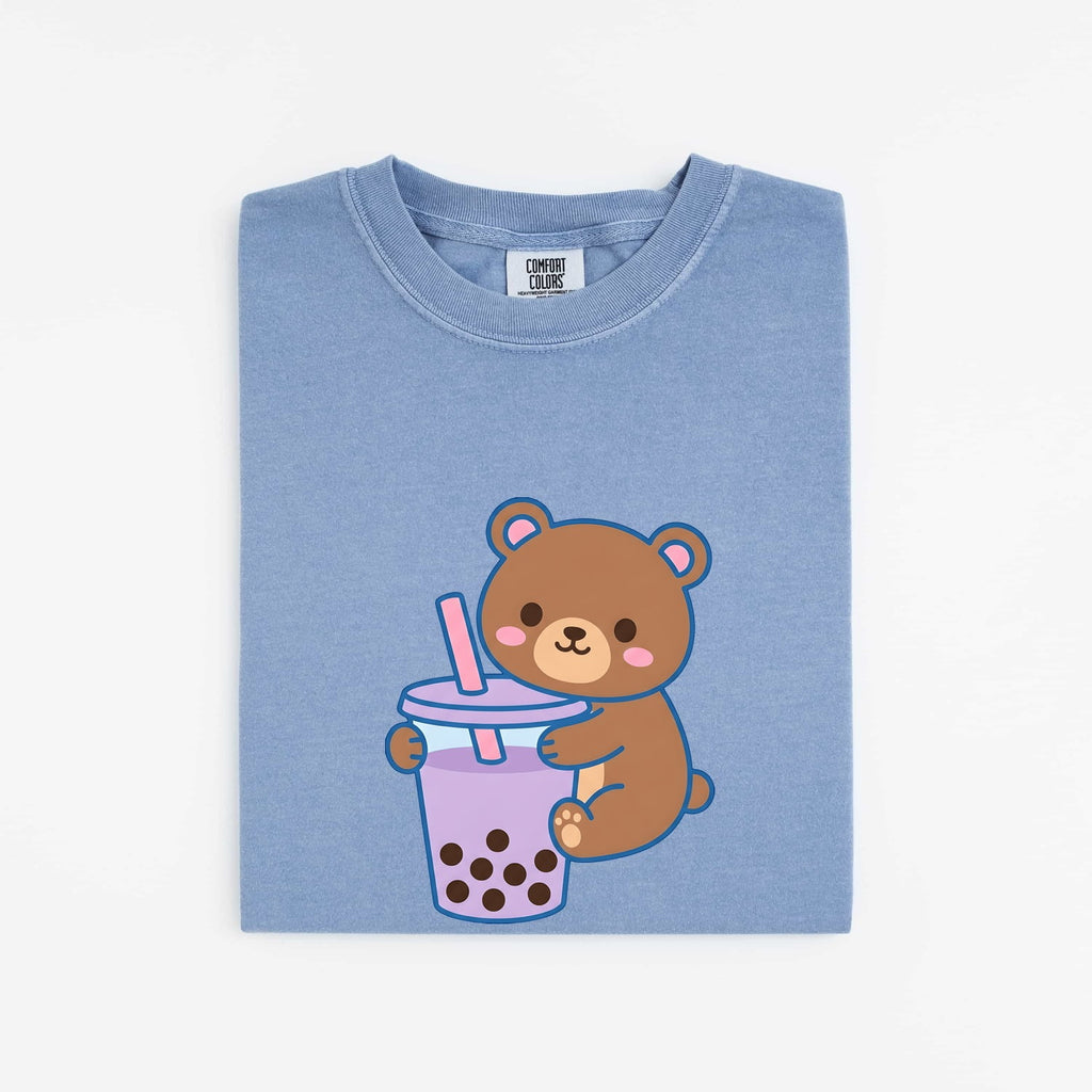Cute Boba Bear Shirt, Kawaii Bubble Tea Tee, Teddy Bear Shirt, Milk Tea Lover Gift for Women