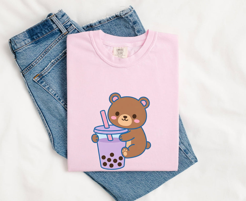 Cute Boba Bear Shirt, Kawaii Bubble Tea Tee, Teddy Bear Shirt, Milk Tea Lover Gift for Women