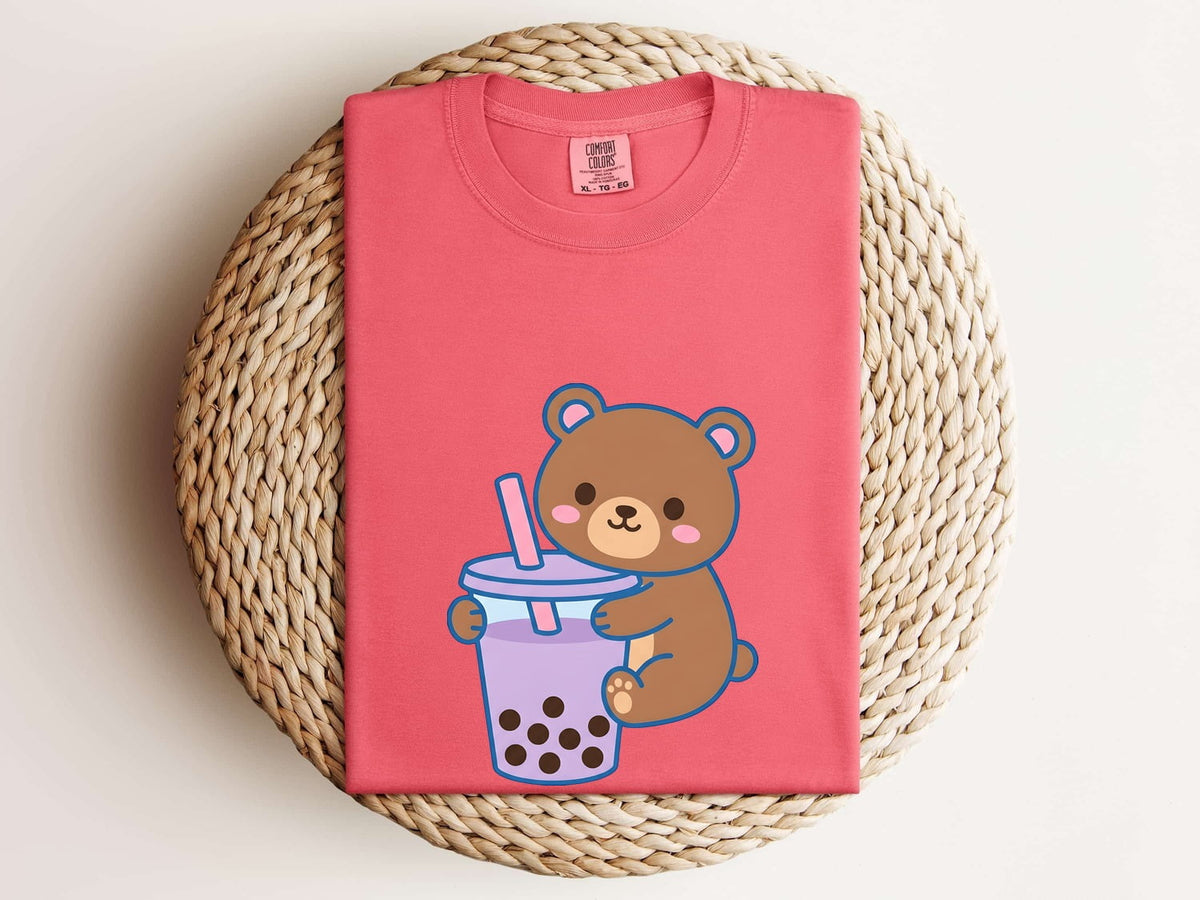 Cute Boba Bear Shirt, Kawaii Bubble Tea Tee, Teddy Bear Shirt, Milk Tea Lover Gift for Women