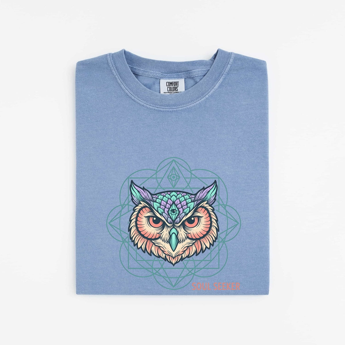Soul Seeker Owl Shirt, Mystical Owl Tee, Spiritual Boho Shirt, Owl Lover Gift for Women, Sacred Geometry Tee