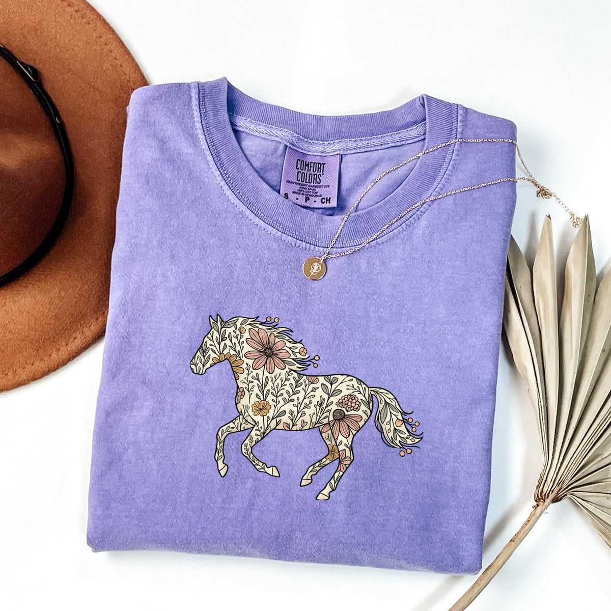 Floral Horse Shirt, Horse Lover Tee, Western Horse Graphic Shirt, Boho Cowgirl Tee, Equestrian Gift for Women