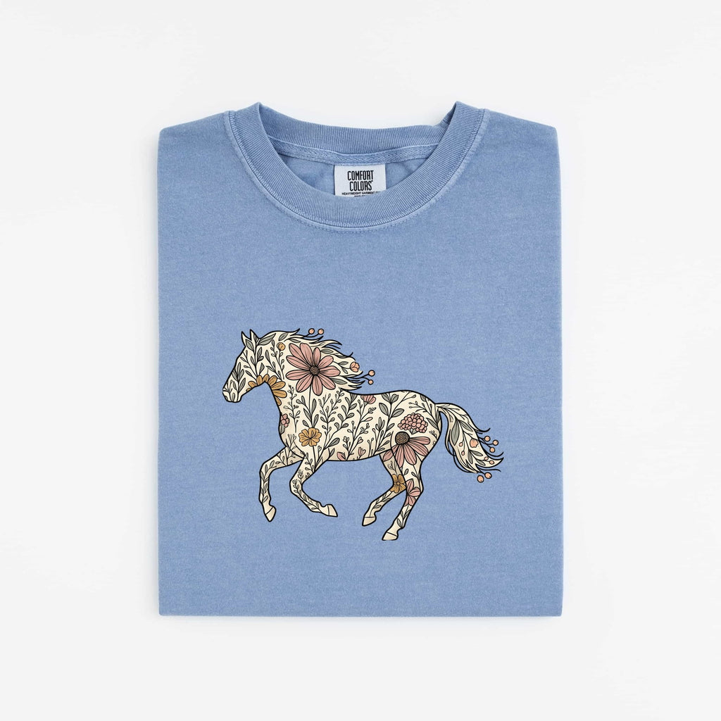 Floral Horse Shirt, Horse Lover Tee, Western Horse Graphic Shirt, Boho Cowgirl Tee, Equestrian Gift for Women