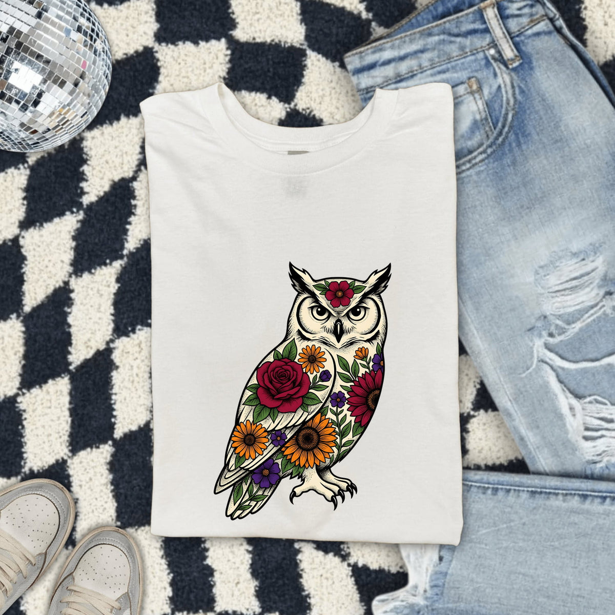 Floral Owl Shirt, Botanical Owl Tee, Colorful Owl Graphic Shirt, Boho Bird Lover Gift, Nature Shirt for Women