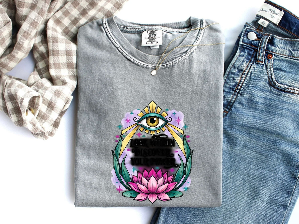 Look Within Discover Your Power Shirt, Inspirational Lotus Tee, Spiritual Empowerment Shirt, Positive Affirmation Gift