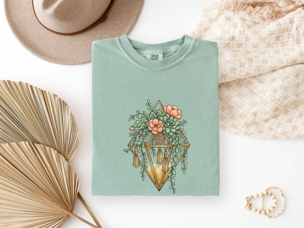 Succulent Shirt, Terrarium Plant Tee, Botanical Graphic Shirt, Plant Lover Gift, Floral Boho Tee for Women