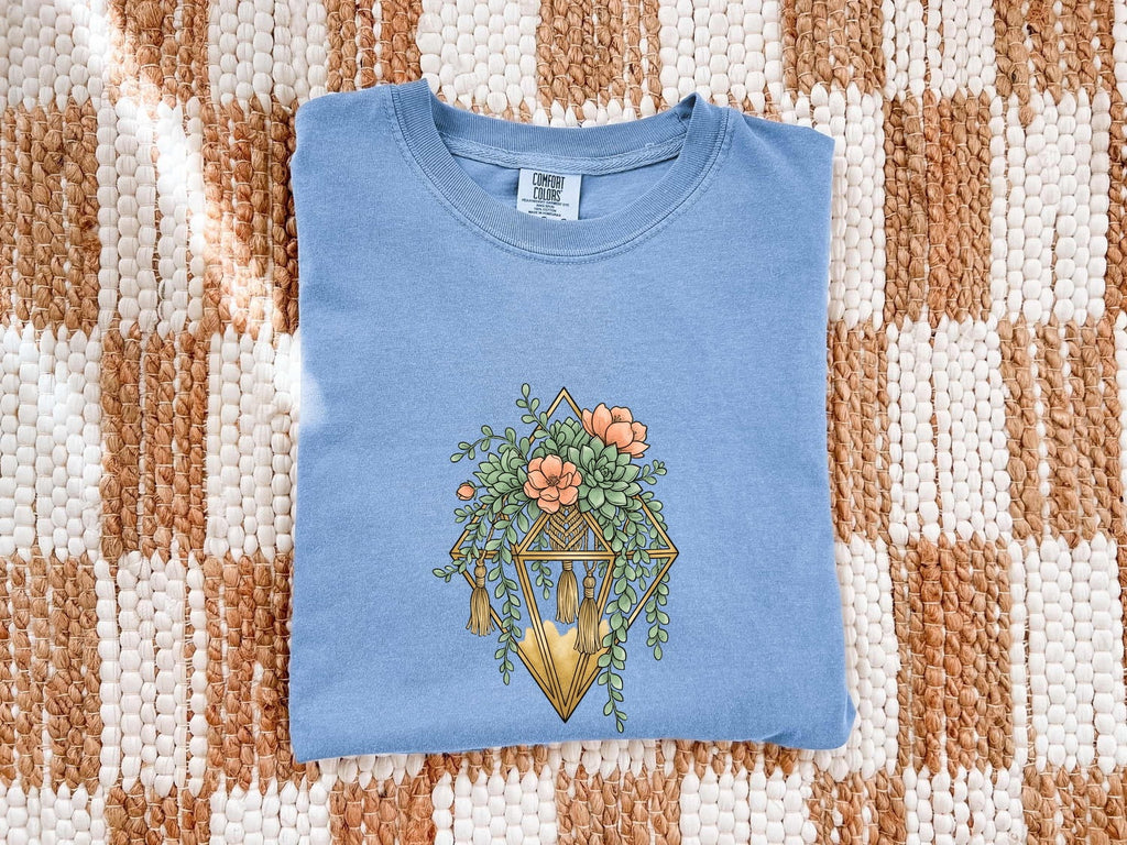 Succulent Shirt, Terrarium Plant Tee, Botanical Graphic Shirt, Plant Lover Gift, Floral Boho Tee for Women