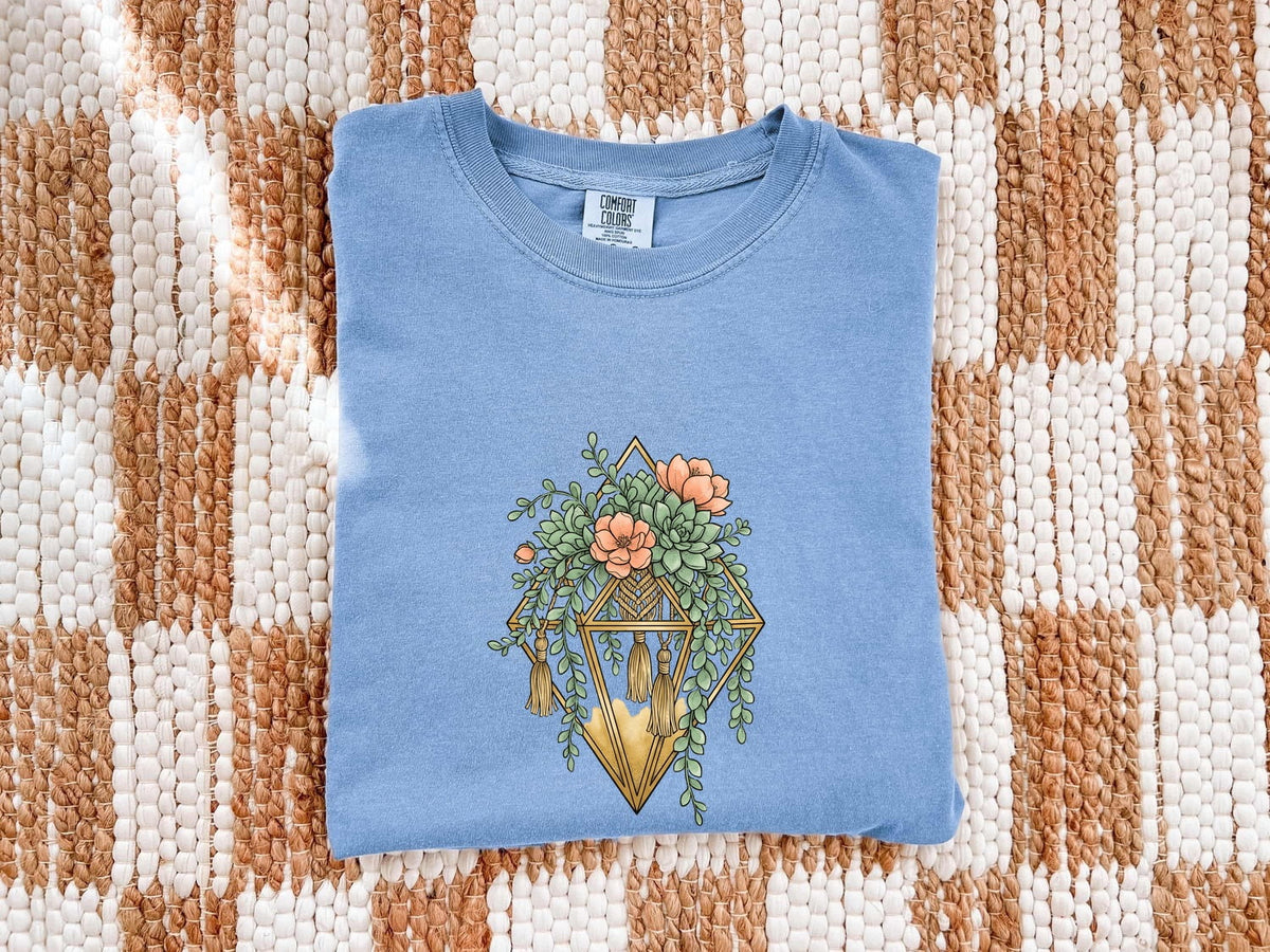 Succulent Shirt, Terrarium Plant Tee, Botanical Graphic Shirt, Plant Lover Gift, Floral Boho Tee for Women