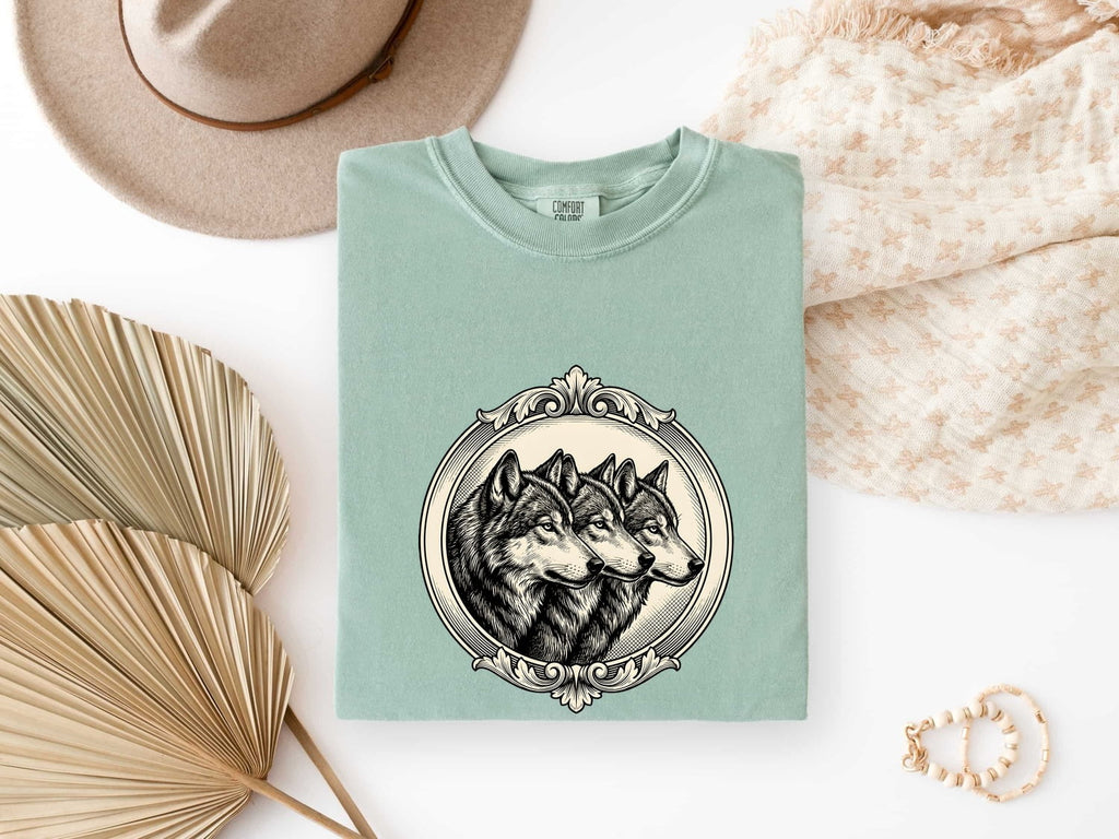 Wolf Pack Shirt, Vintage Wolf Graphic Tee, Three Wolves Shirt, Wildlife Lover Gift, Nature Shirt for Women