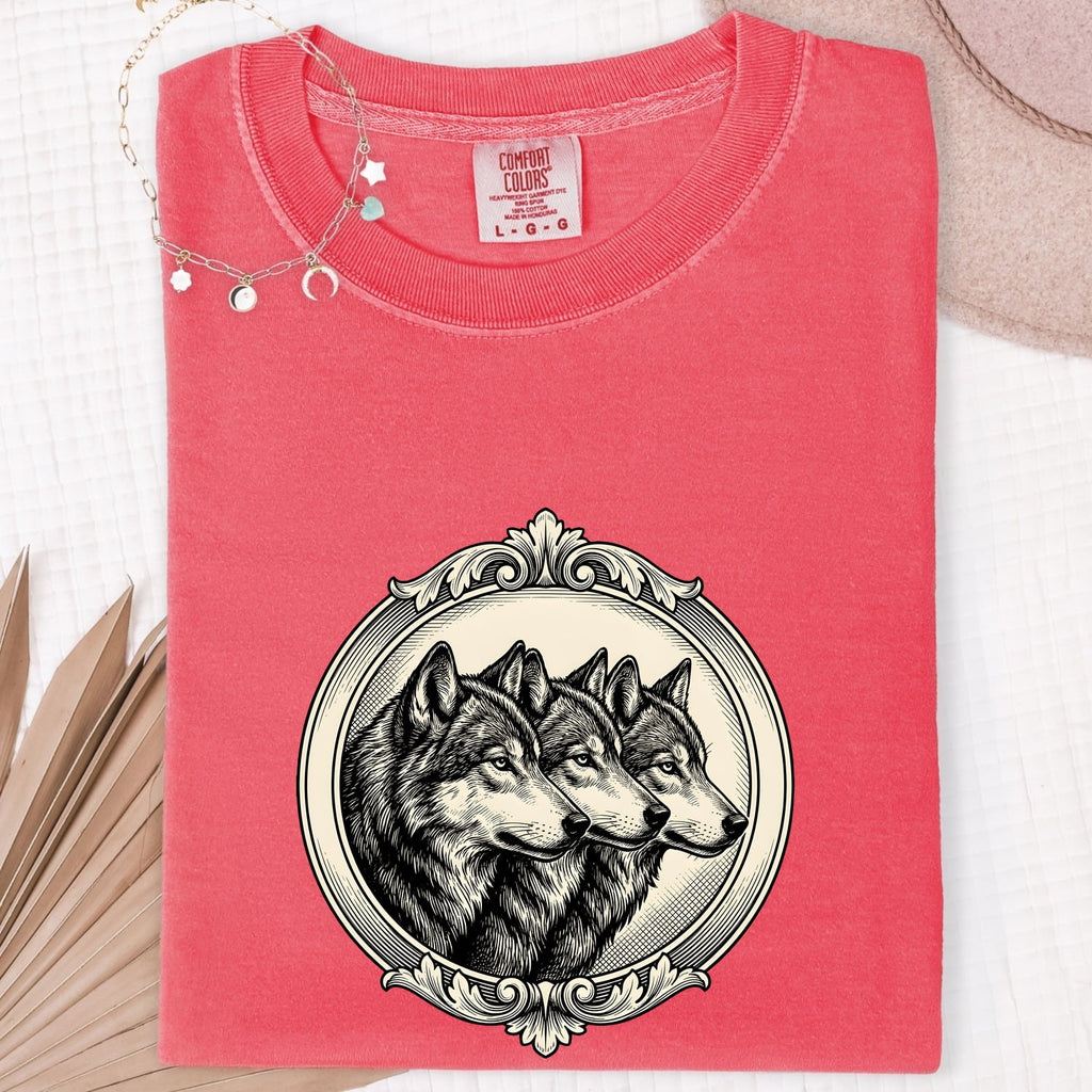 Wolf Pack Shirt, Vintage Wolf Graphic Tee, Three Wolves Shirt, Wildlife Lover Gift, Nature Shirt for Women