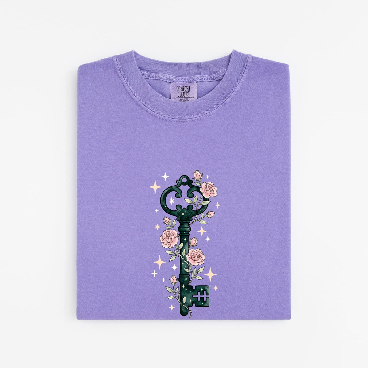 Vintage Skeleton Key Shirt, Floral Key Tee, Rose Graphic Shirt, Mystical Boho Tee, Gothic Gift for Women