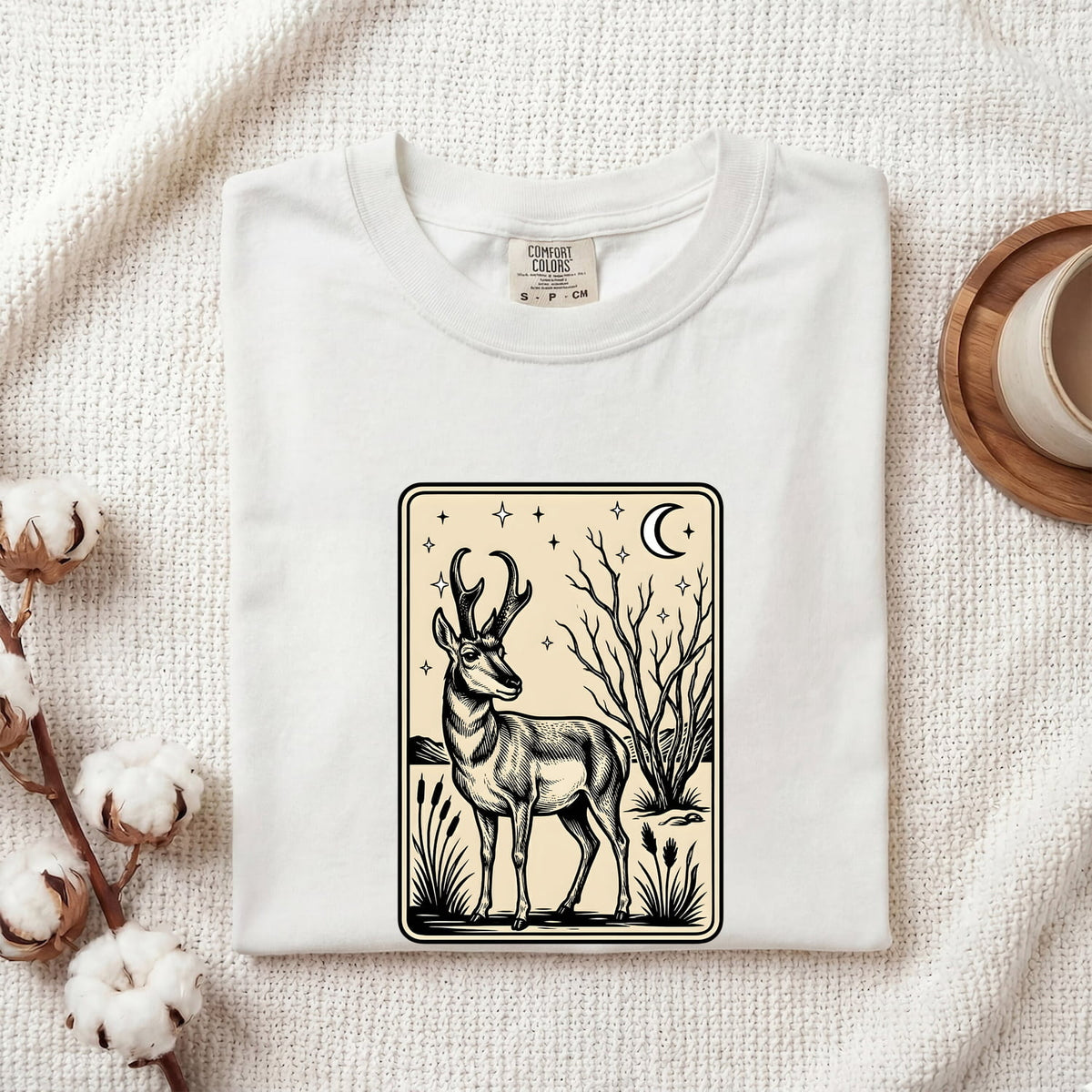 Vintage Deer Shirt, Moonlit Deer Tee, Woodland Animal Shirt, Nature Lover Gift, Rustic Wildlife Graphic Tee