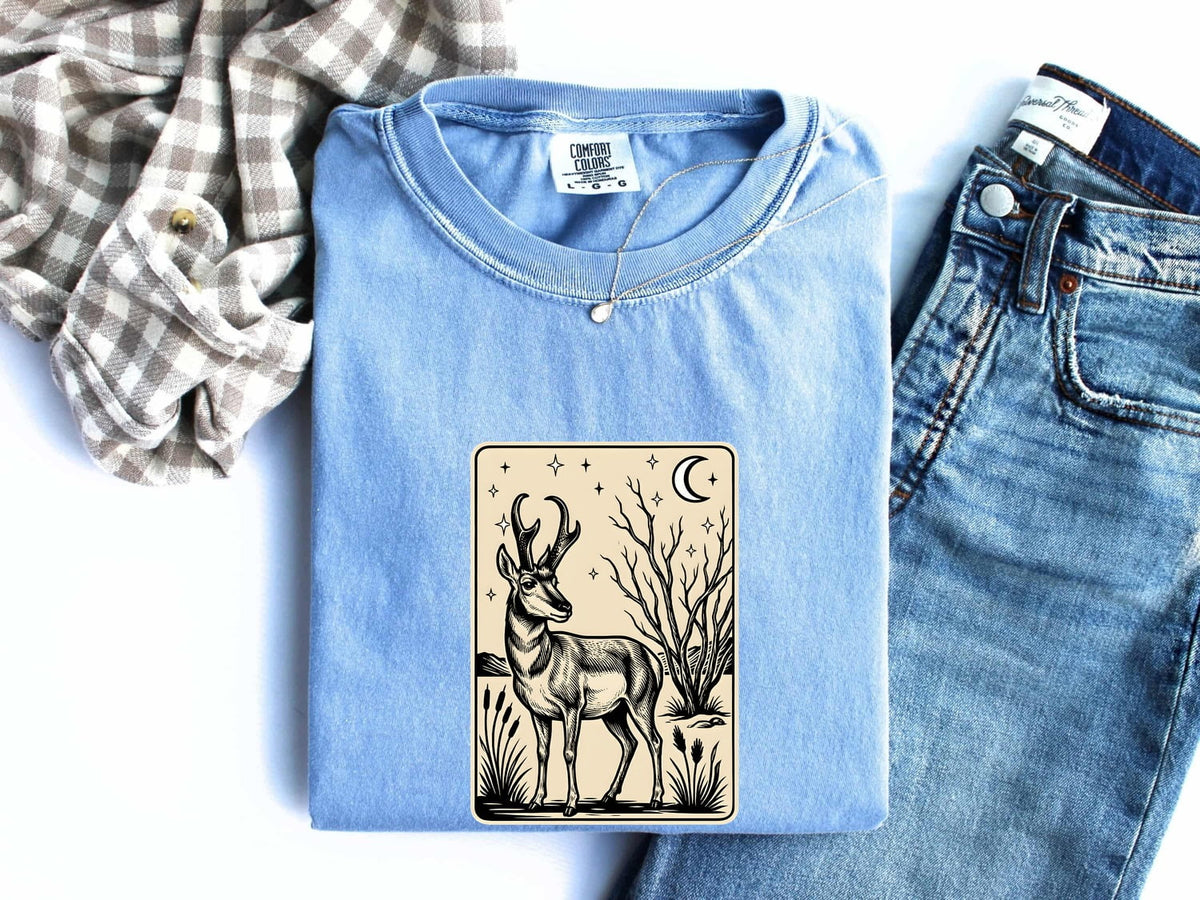 Vintage Deer Shirt, Moonlit Deer Tee, Woodland Animal Shirt, Nature Lover Gift, Rustic Wildlife Graphic Tee